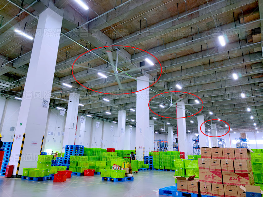 倉庫怎么通風降溫，一臺永磁工業(yè)大風扇解決